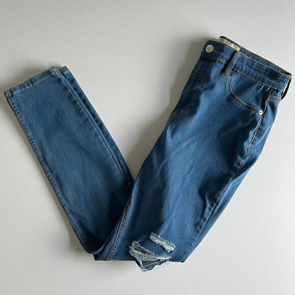 Free People Slim Stretch Jeans with Slash Holes 61855-16515125 Women's 31R - Picture 2 of 9